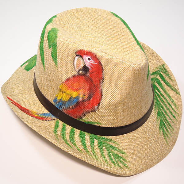 Καπέλο Ψάθινο Με Ζωγραφική Παπαγάλος - idea4me