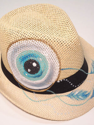 Καπέλο Ψάθινο Με Ζωγραφική Ονειροπαγίδα Μάτι