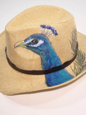 31080014 Καπέλο Ψάθινο Με Ζωγραφική Παγώνι