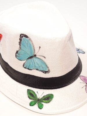 31080016 Καπέλο Ψάθινο Με Ζωγραφική Πεταλούδες