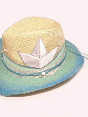 31080010 Καπέλο Ψάθινο Με Ζωγραφική Καράβι