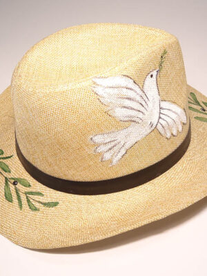 31080013 Καπέλο Ψάθινο Με Ζωγραφική Περιστέρι
