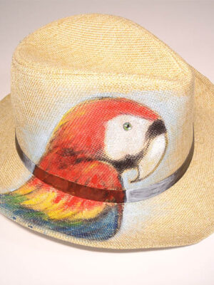 31080021 Καπέλο Ψάθινο Με Ζωγραφική Παπαγάλος