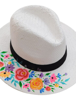 Καπέλο Ψάθινο PANAMA Με Ζωγραφική Λουλούδια