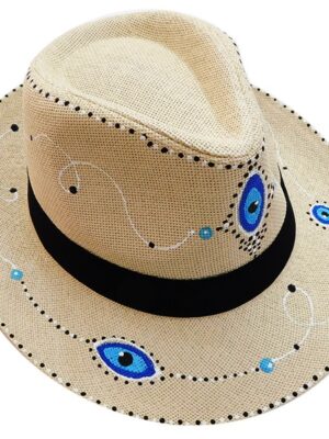 DSCN7003 Καπέλο Ψάθινο Με Ζωγραφική Μάτι