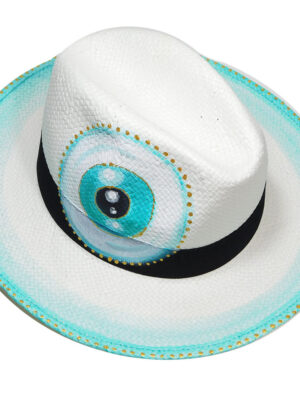Καπέλο Ψάθινο PANAMA Με Ζωγραφική Μάτι