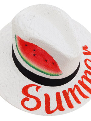 Καπέλο Ψάθινο PANAMA Με Ζωγραφική Καρπούζι
