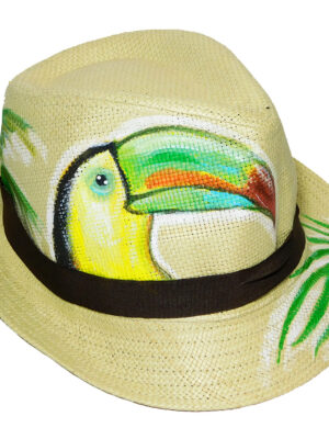 DSCN2361 Καπέλο Ψάθινο Με Ζωγραφική Τουκάν