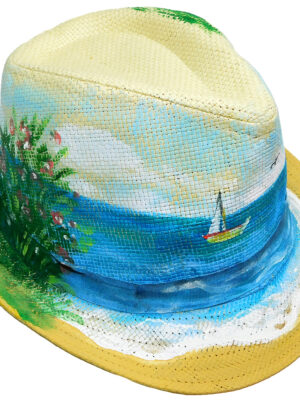 DSCN2386 Καπέλο Ψάθινο Με Ζωγραφική Νησί