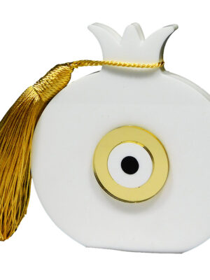 Γούρι Πλέξιγκλας Λευκό Μάτι Ρόδι Μεγάλο