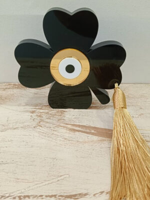 Χειροποίητο γούρι πλέξιγκλας μάτι"Τετράφυλλο τριφύλλι"