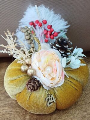 ΧΓ0775 (1) Γούρι χειροποίητη υφασμάτινη κολοκύθα