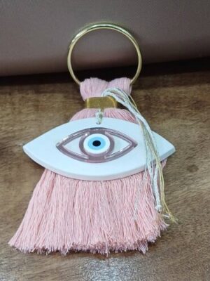 ΧΓ0777 (1) Χειροποίητο κρεμαστό κεραμικό γούρι "Μάτι" (αποστέλλεται εντός συσκευασίας χάρτινου κουτιού)