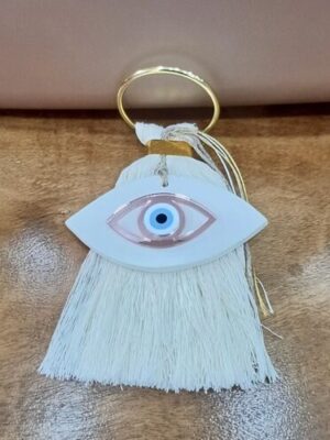 ΧΓ0777 (1) Χειροποίητο κρεμαστό κεραμικό γούρι "Μάτι" (αποστέλλεται εντός συσκευασίας χάρτινου κουτιού)