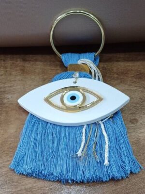 ΧΓ0778 (1) Χειροποίητο κρεμαστό κεραμικό γούρι "Μάτι" (αποστέλλεται εντός συσκευασίας χάρτινου κουτιού)