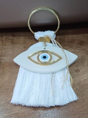 ΧΓ0780 (1) Χειροποίητο κρεμαστό κεραμικό γούρι "Μάτι" (αποστέλλεται εντός συσκευασίας χάρτινου κουτιού)