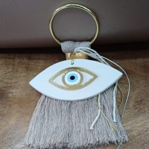 Χειροποίητο κρεμαστό κεραμικό γούρι "Μάτι" (αποστέλλεται εντός συσκευασίας χάρτινου κουτιού)