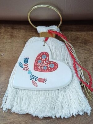 Χειροποίητο κρεμαστό κεραμικό γούρι "Καρδιά" (αποστέλλεται εντός συσκευασίας χάρτινου κουτιού)