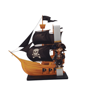 Χειροποίητη Στατική Λαμπάδα Πειρατικό Καράβι Με Πειρατή