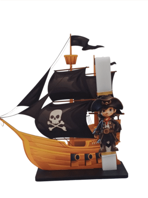 Χειροποίητη Στατική Λαμπάδα Πειρατικό Καράβι Με Πειρατή