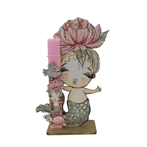 Χειροποίητη Στατική Λαμπάδα Γοργόνα