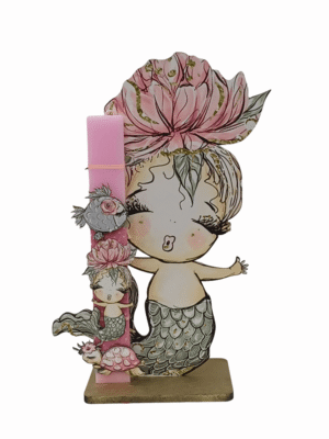 Χειροποίητη Στατική Λαμπάδα Γοργόνα