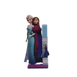 Χειροποίητη Στατική Λαμπάδα Άννα &Elsα Frozen