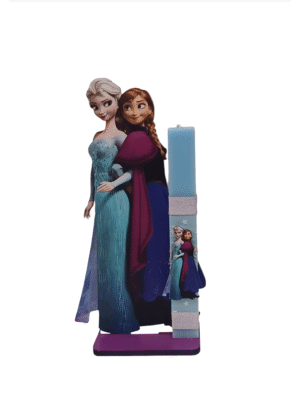 Χειροποίητη Στατική Λαμπάδα Άννα &Elsα Frozen