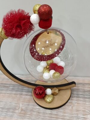 Χειροποίητο γούρι "Διάφανη μπάλα - BEST TEACHER"