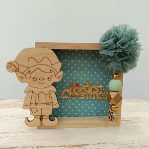 Χειροποίητο γούρι καδράκι  "My first Christmas"