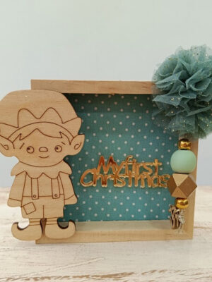 Χειροποίητο γούρι καδράκι  "My first Christmas"