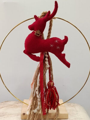 Χειροποίητο τσόχινο στολίδι-γούρι "Τάρανδος" (η βάση δεν περιέχεται)