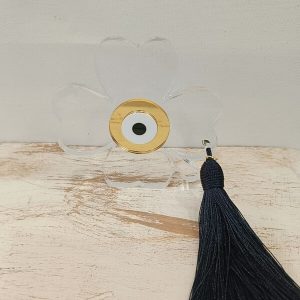 Χειροποίητο γούρι πλέξιγκλας μάτι "Τετράφυλλο τριφύλλι"