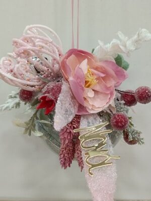 Χειροποίητη Χριστουγεννιάτικη μπάλα με αφιέρωση "Νονά"