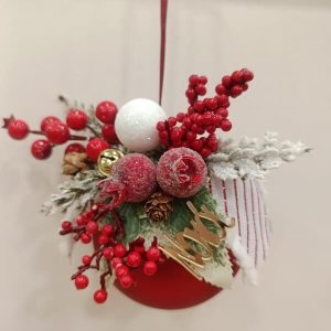 Χειροποίητη Χριστουγεννιάτικη μπάλα με αφιέρωση "Νονά"