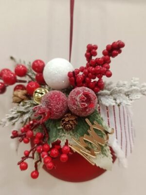 Χειροποίητη Χριστουγεννιάτικη μπάλα με αφιέρωση "Νονά"