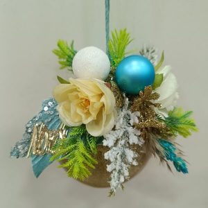 Χειροποίητη Χριστουγεννιάτικη μπάλα με αφιέρωση "Νονά"