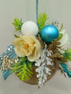 Χειροποίητη Χριστουγεννιάτικη μπάλα με αφιέρωση "Νονά"