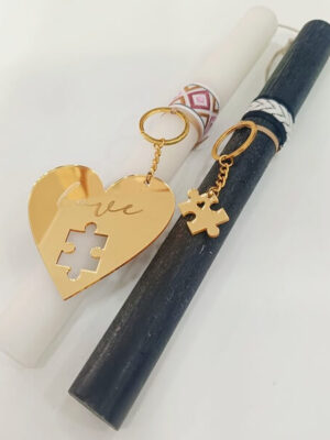 Λαμπάδες Για Ζευγάρι Μπρελόκ Καρδιά