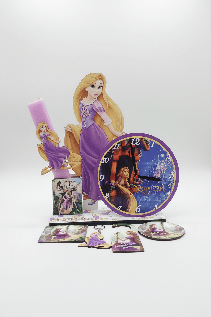 Πασχαλινή Λαμπάδα Ραπουνζέλ με Επιτραπέζιο Ρολόι