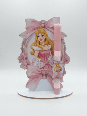 Πασχαλινή Λαμπάδα Aurora  Ωραία  Κοιμωμένη με διακοσμητικό σταντ