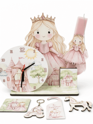 Πασχαλινή Λαμπάδα Πριγκίπισσα  με Επιτραπέζιο Ρολόι