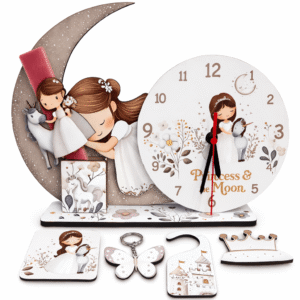 Πασχαλινή Λαμπάδα Πριγκίπισσα του Φεγγαριού με Μονόκερο  με Επιτραπέζιο Ρολόι