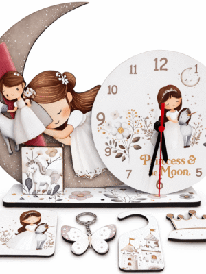 Πασχαλινή Λαμπάδα Πριγκίπισσα του Φεγγαριού με Μονόκερο  με Επιτραπέζιο Ρολόι