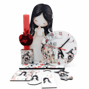 Πασχαλινή Λαμπάδα Χιονάτη με Επιτραπέζιο Ρολόι