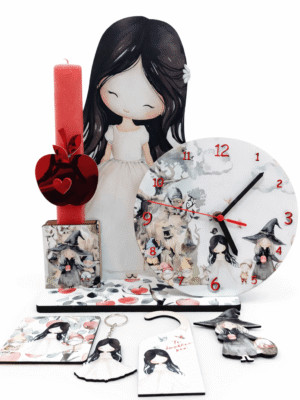 Πασχαλινή Λαμπάδα Χιονάτη με Επιτραπέζιο Ρολόι