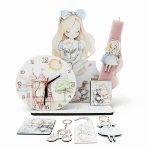 Πασχαλινή Λαμπάδα Πριγκίπισσα Αλίκη με Επιτραπέζιο Ρολόι