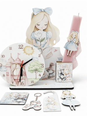 Πασχαλινή Λαμπάδα Πριγκίπισσα Αλίκη με Επιτραπέζιο Ρολόι