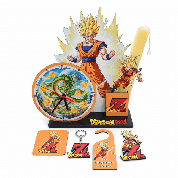 Πασχαλινή Λαμπάδα Goku Super Sayan με Επιτραπέζιο Ρολόι