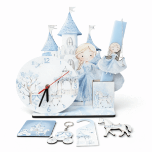 Πασχαλινή Λαμπάδα Πριγκίπισσα σε Κάστρο με Επιτραπέζιο Ρολόι